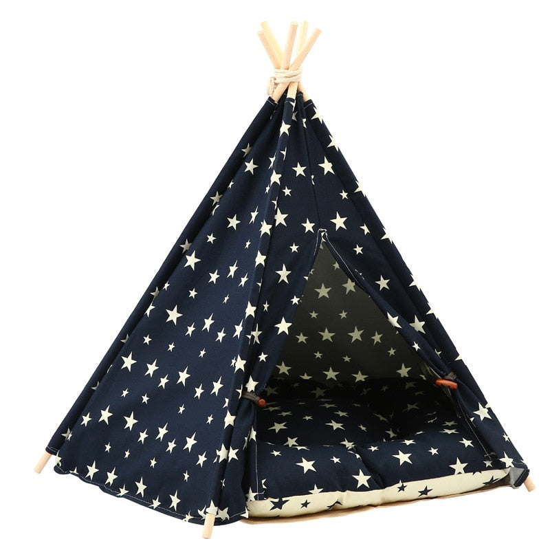 Pet Tent House Cat &amp; Dog Bed – Portable Teepee with Thick Cushion | 6 Colors