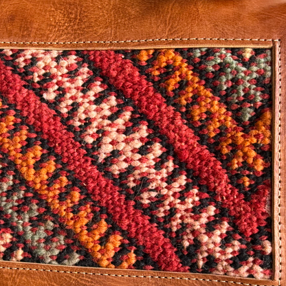Leather &amp; Kilim Crossbody Bag – Handmade in Morocco from Full-Grain Vegetable-Tanned Leather