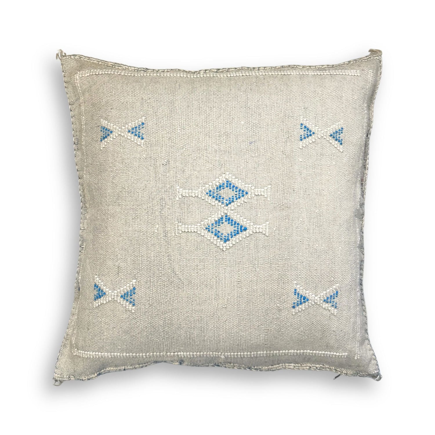 Ivory Sabra Cactus Silk Kilim Pillow Cover | Handwoven Moroccan Home Decor