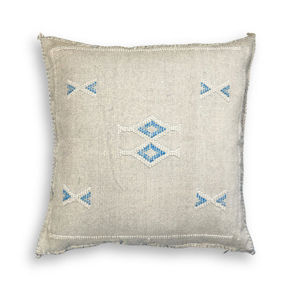 Ivory Sabra Cactus Silk Kilim Pillow Cover | Handwoven Moroccan Home Decor
