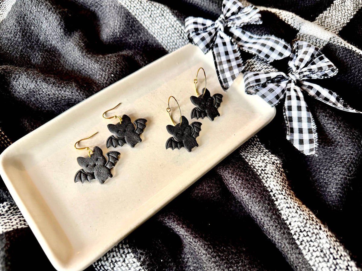 Happy Bat Earrings | Polymer Clay Halloween Earrings