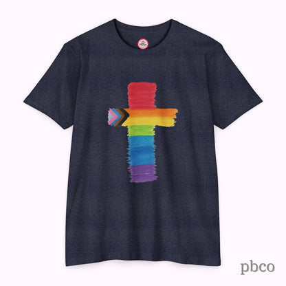 Inclusion Cross T-Shirt | Progress Pride | Affirming Faith