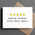 Card with five yellow stars and text &