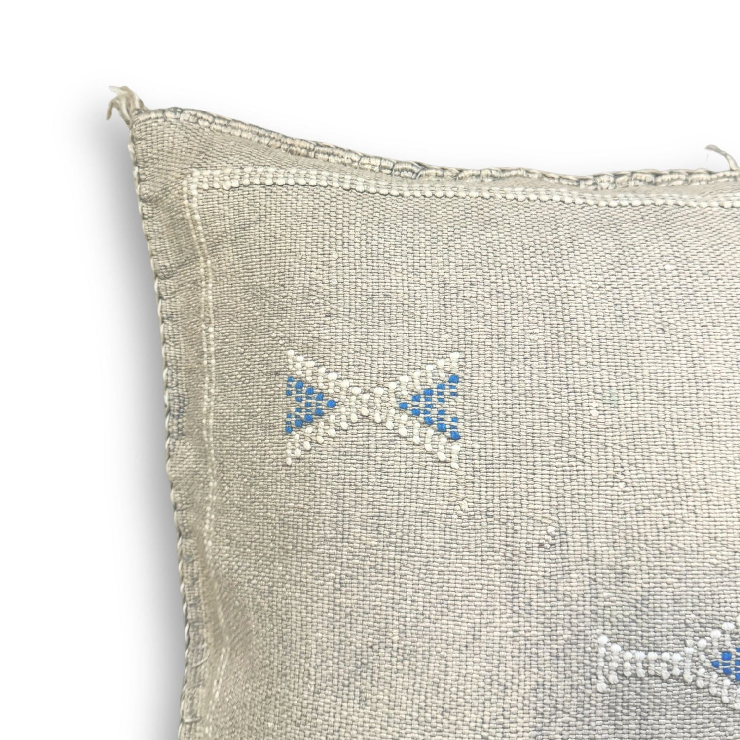 Ivory Sabra Cactus Silk Kilim Pillow Cover | Handwoven Moroccan Home Decor