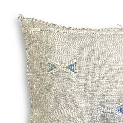 Ivory Sabra Cactus Silk Kilim Pillow Cover | Handwoven Moroccan Home Decor