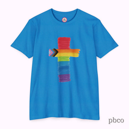 Inclusion Cross T-Shirt | Progress Pride | Affirming Faith
