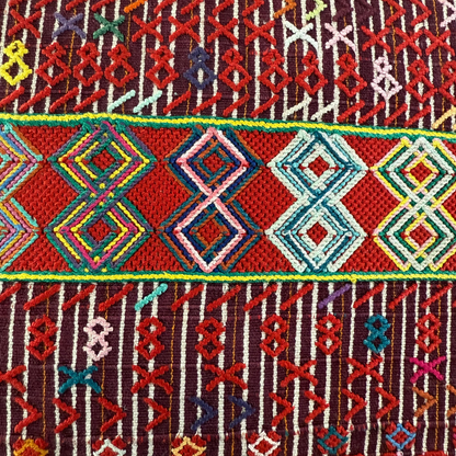 Embroidered Huipil &amp; Handwoven Corte Throw Pillow Cover