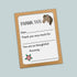 The image is a blank thank you card with a horse illustration on the top left corner.