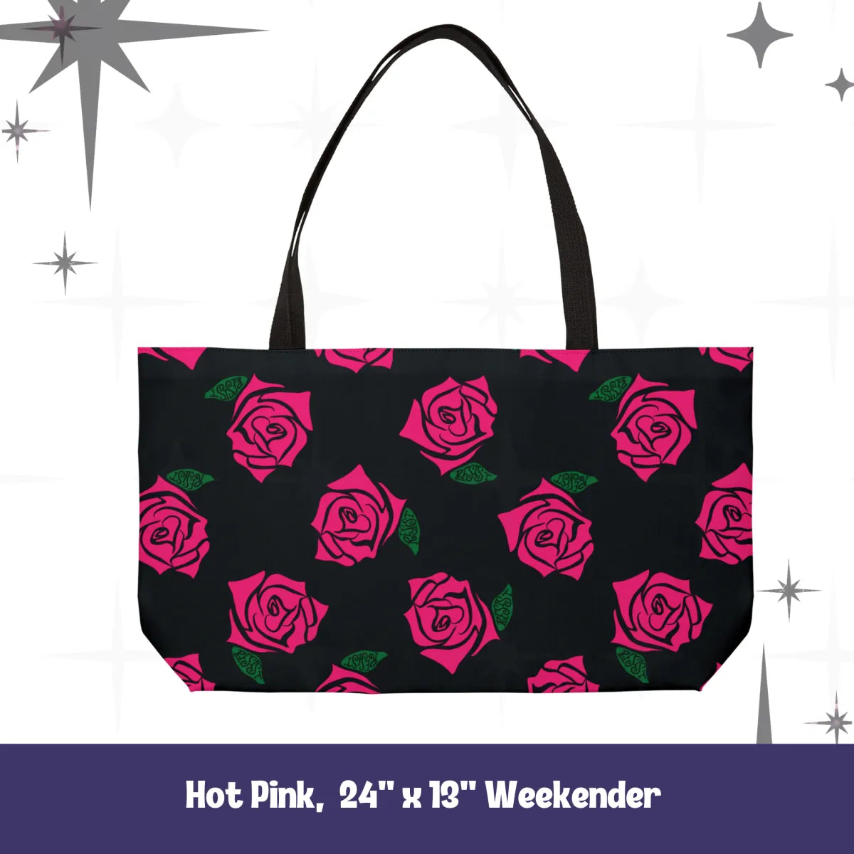 Resist Rose Pattern Tote Bag – Black Floral Statement Carryall, Blue Pink Purple Options