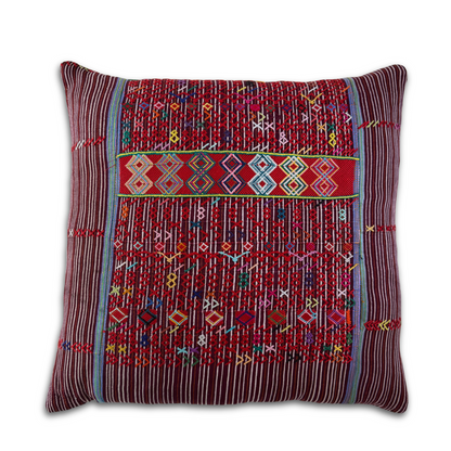 Embroidered Huipil &amp; Handwoven Corte Throw Pillow Cover