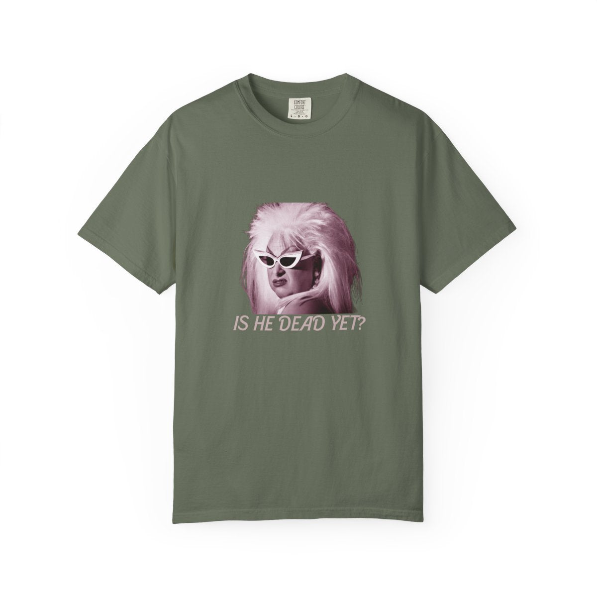Is He Dead Yet? Divine 80s Drag Protest T-Shirt — Anti-Fascist Statement Tee