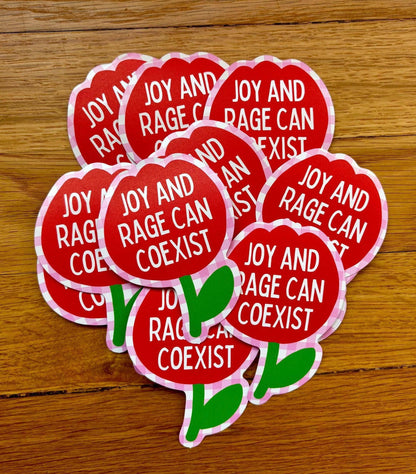 Joy and Rage Can Coexist Sticker | Feminist Resistance Tulip Sticker