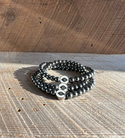 SariBlue® Protect Your Energy Evil Eye Hematite Bracelet