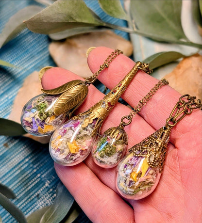 Unique Handcrafted Large Medicine Woman Floral Necklace with Quartz and Colorado Wildflowers (Copy)