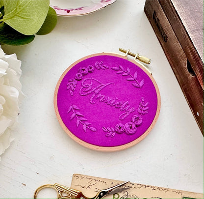 Anxiety monochrome embroidery // PDF Pattern Download 4" Hoop