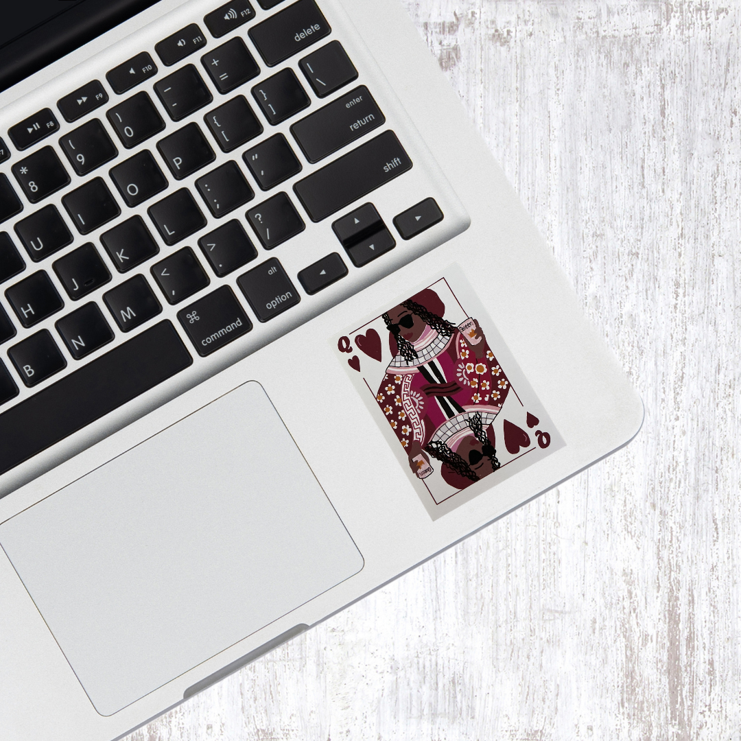 Black Queen of Hearts Sticker | Empowerment Vinyl Sticker | Black Girl Magic | Bossy Scribes