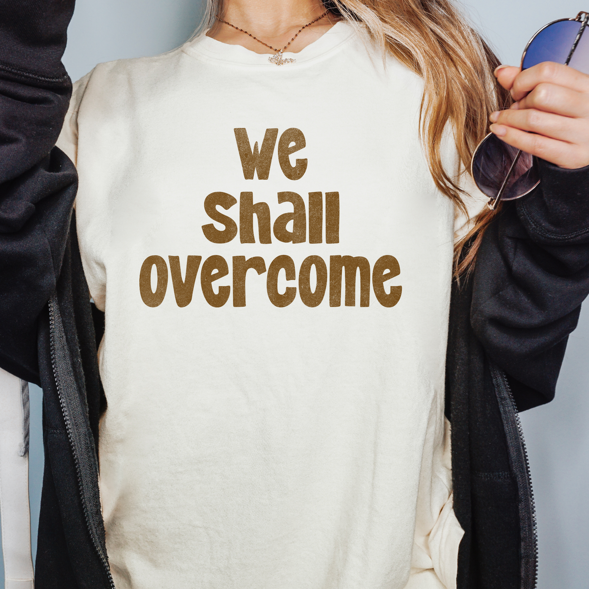 We Shall Overcome Tshirt, Feminist V-Neck Tee, Comfort Colors and V-Neck