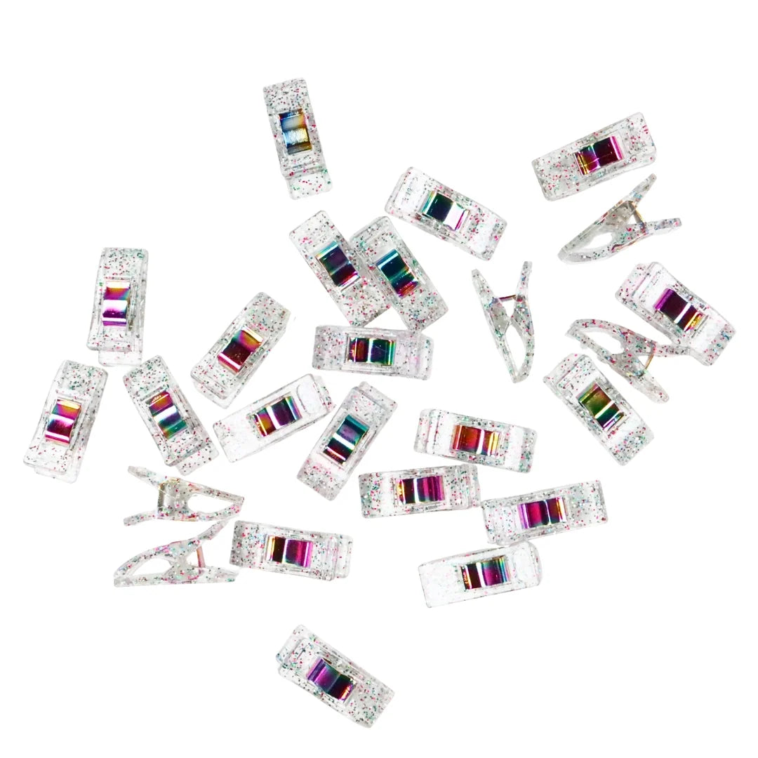 Clear Glitter Clips | Pack of 25