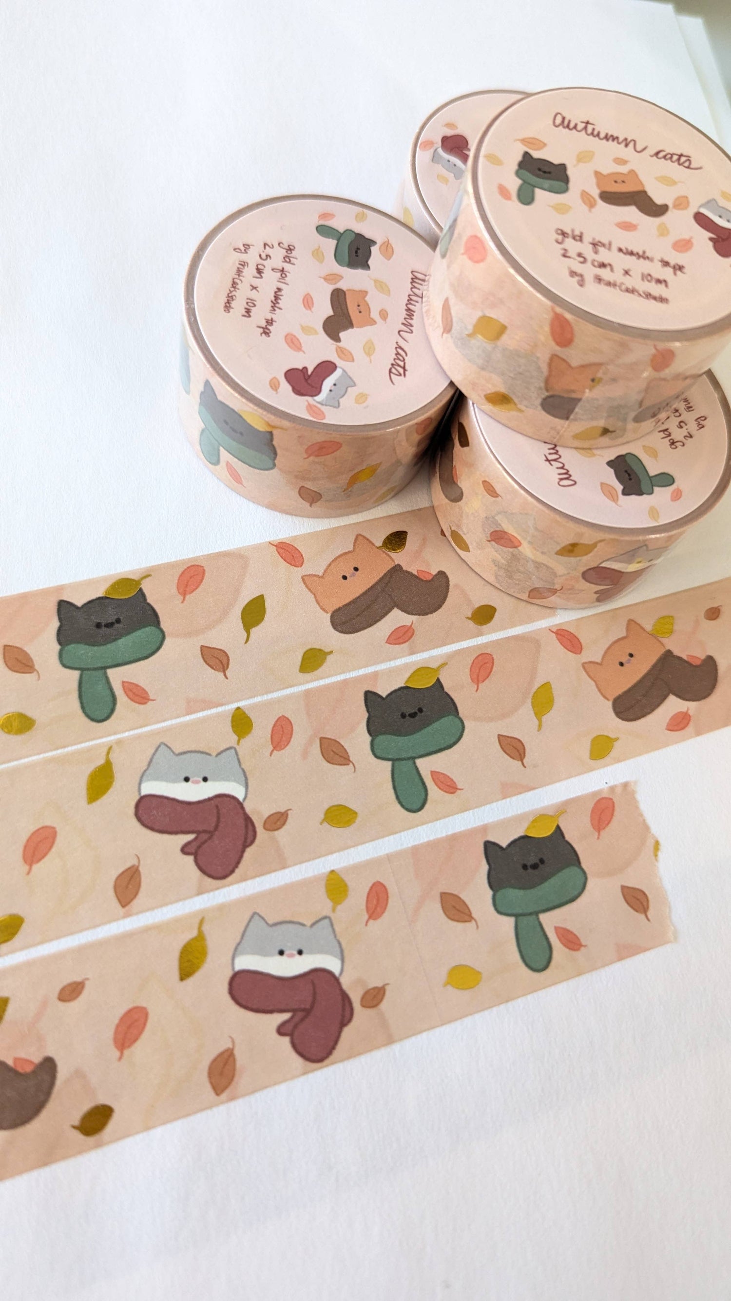 Cozy Cats Gold Foil Washi Tape