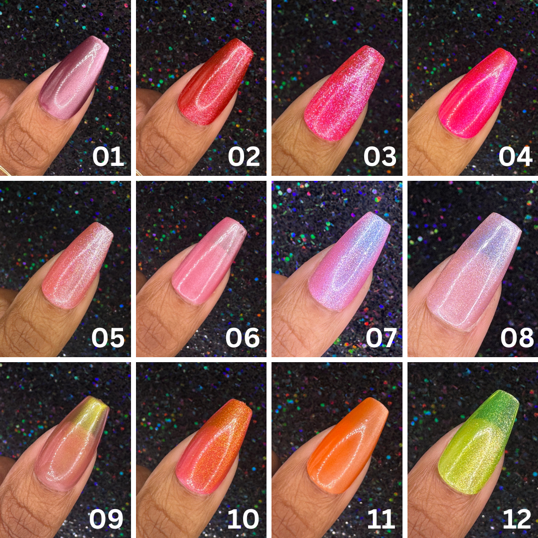 Single Solid Cat-Eye Color Sets *Choose Your Color* - Hand-painted Reusable Press-On Nail Extensions 10 pcs