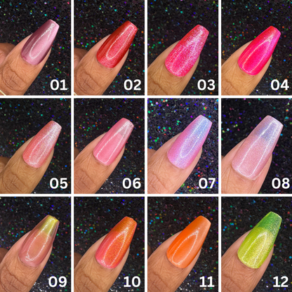 Single Solid Cat-Eye Color Sets *Choose Your Color* - Hand-painted Reusable Press-On Nail Extensions 10 pcs