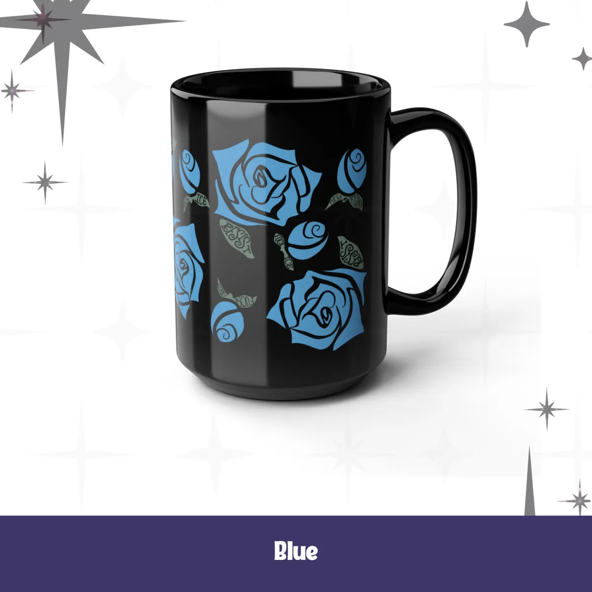 Black Ceramic Floral Rose Mug – Hidden Message Feminist Resist Coffee Mug Adult Language