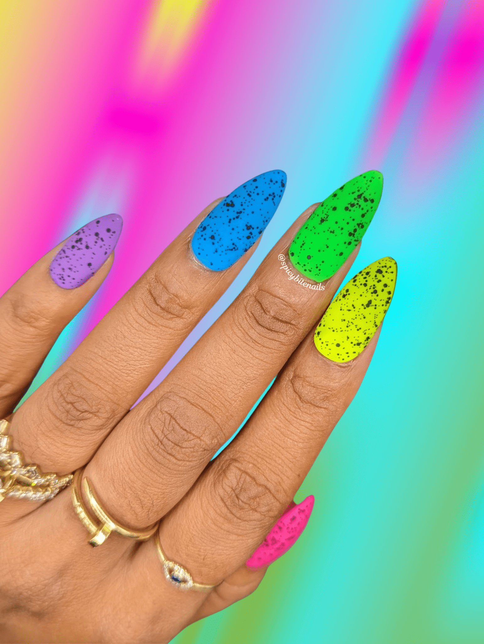 Summer of 95 - Matte Neon Speckled Rainbow Press-On Nail Extensions 10pcs