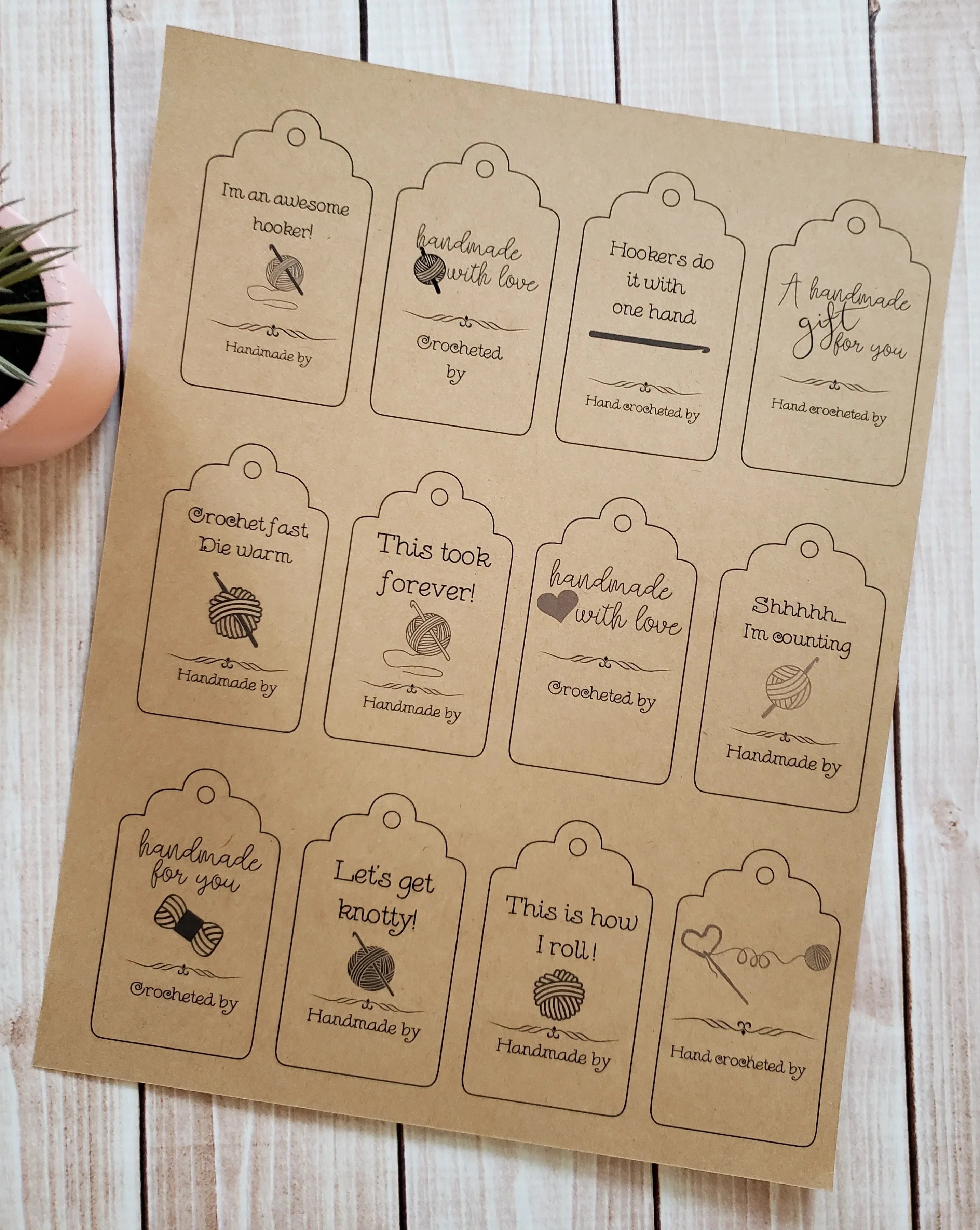 Double Sided Crochet Quote Gift Tag With Blank Care Instructions