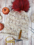 Beige Speckle Detachable Pom Pom Hat - Adult Size - Women&