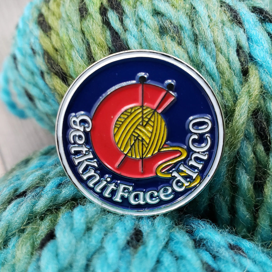Get Knitfaced In CO Enamel Pin