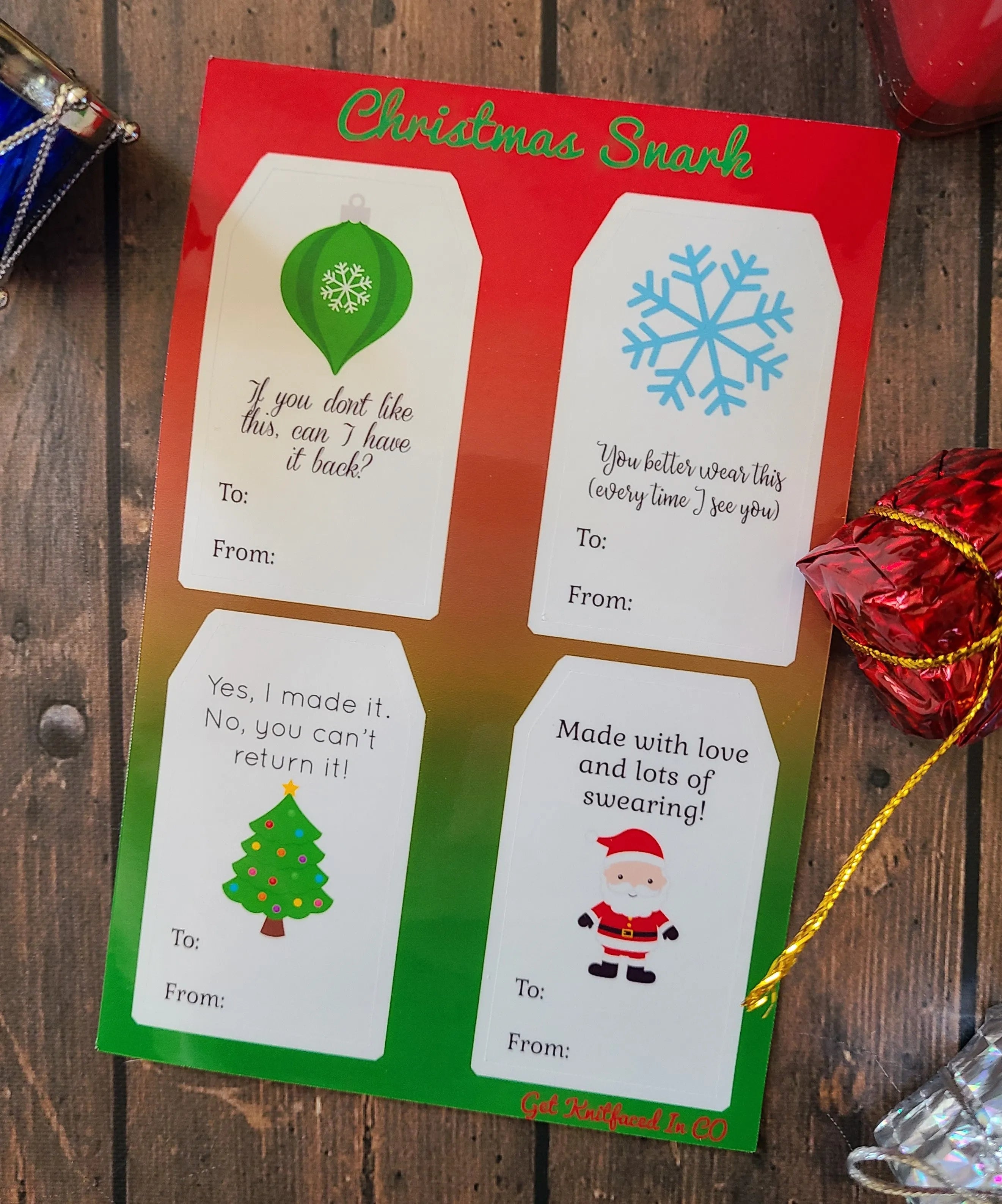 Christmas Snark Gift Tag Vinyl Sticker