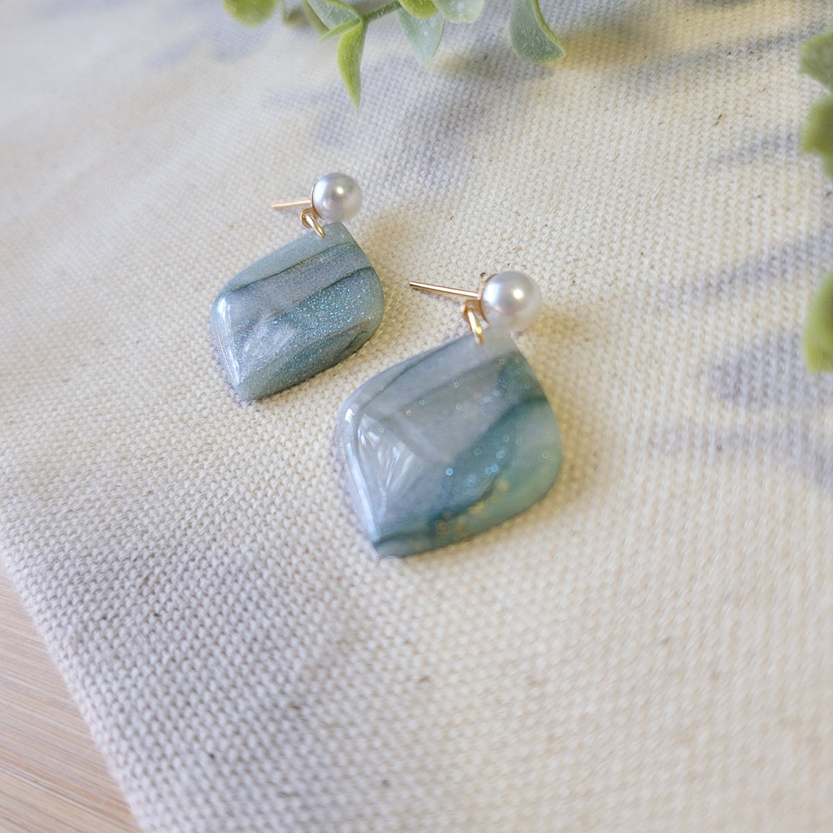 Sage Green Agate Pointed Drop