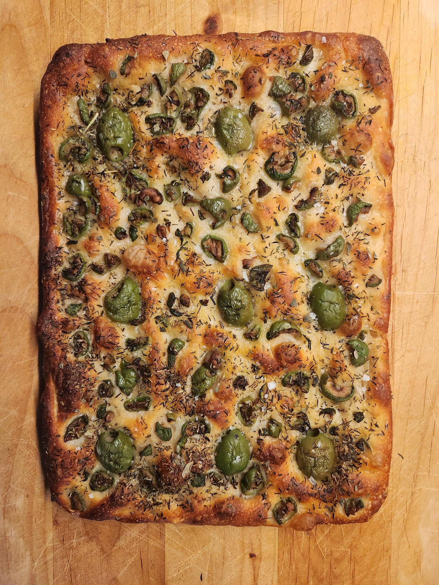 Olive &amp; thyme focaccia bread
