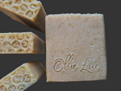 Bar of oat soap with &