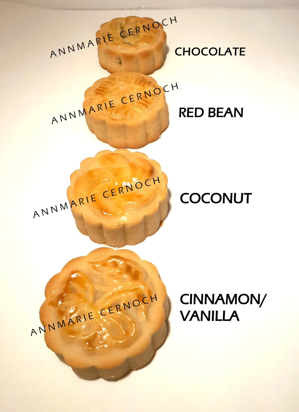 Mooncakes 2pk (Red Bean, Cinn/Vani, Choco, Coconut)