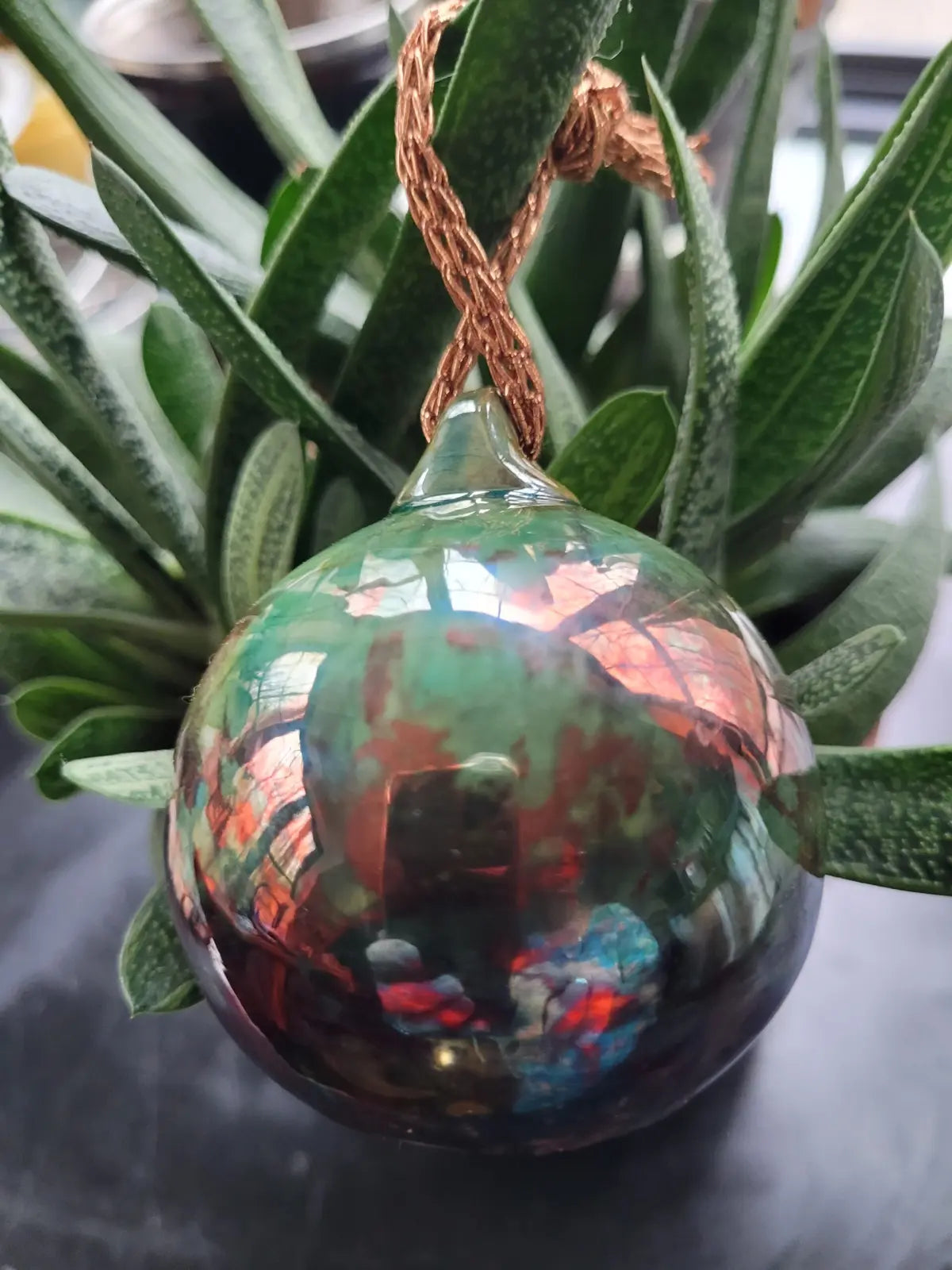 Ceramic Raku Bauble Ornament Metallic Glaze One of a Kind lbm1