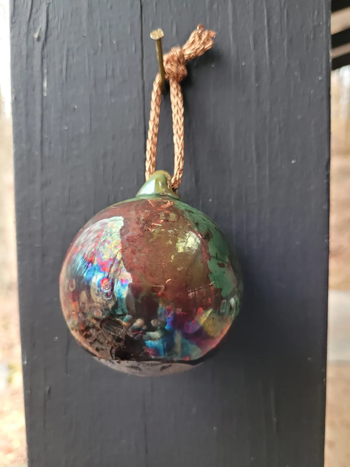 Ceramic Raku Bauble Ornament Metallic Glaze One of a Kind lbm1
