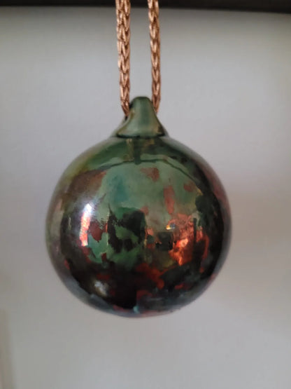 Ceramic Raku Bauble Ornament Metallic Glaze One of a Kind lbm1