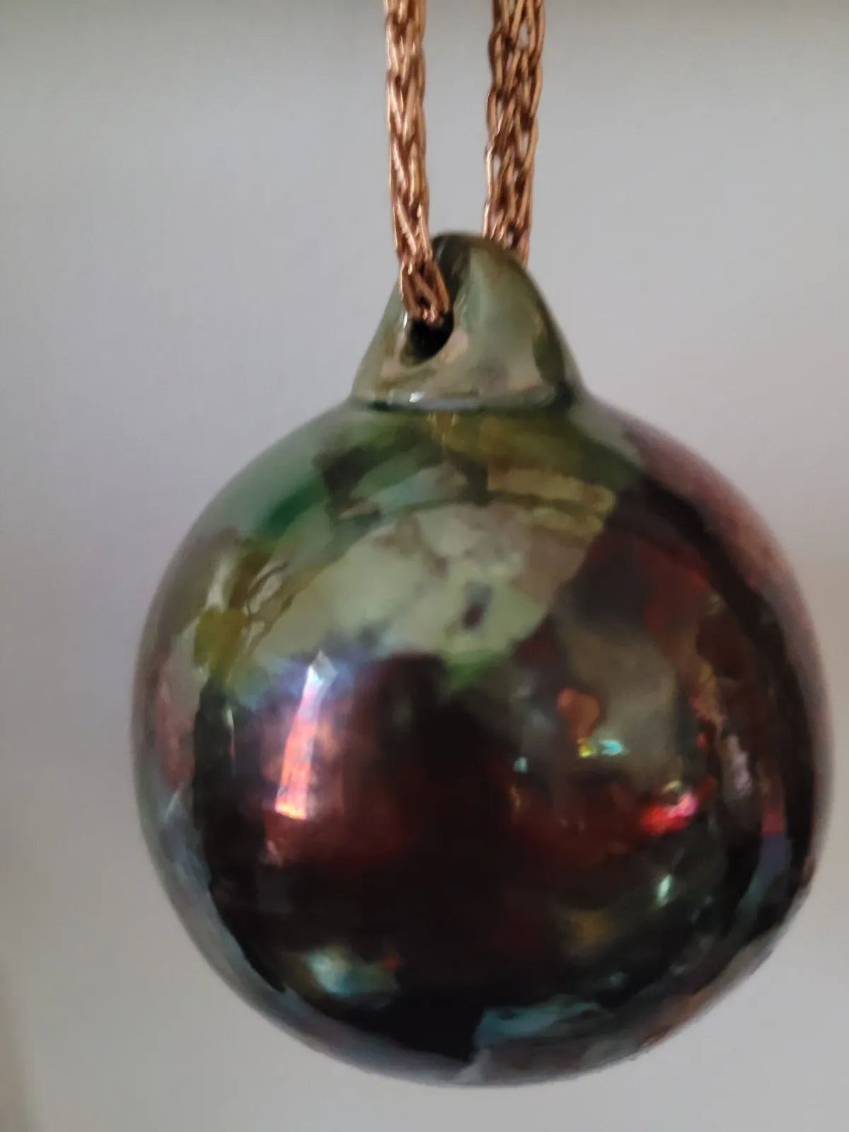 Ceramic Raku Bauble Ornament Metallic Glaze One of a Kind lbm1
