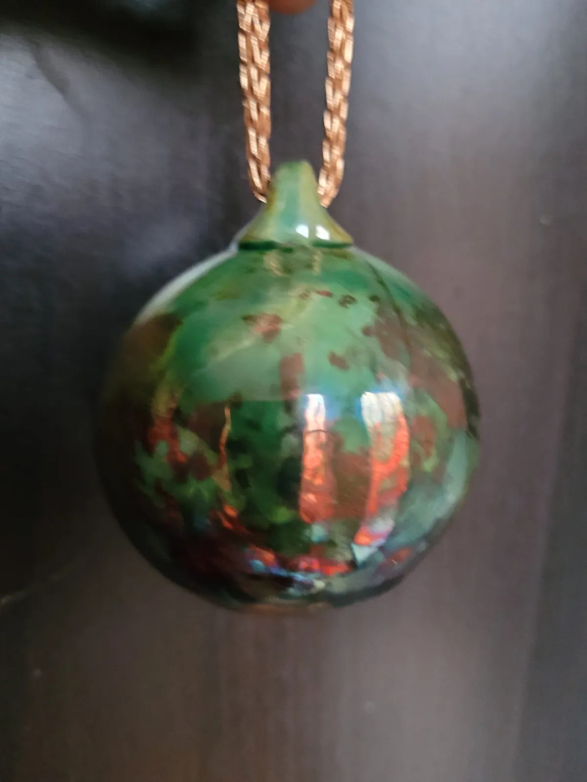 Ceramic Raku Bauble Ornament Metallic Glaze One of a Kind lbm1