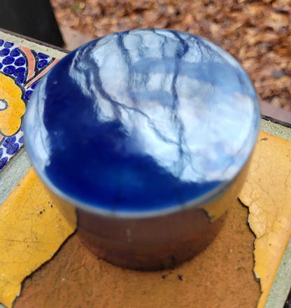 Ceramic Blue Raku Small Lidded Box Keepsake Treasure One of a Kind lbmb1