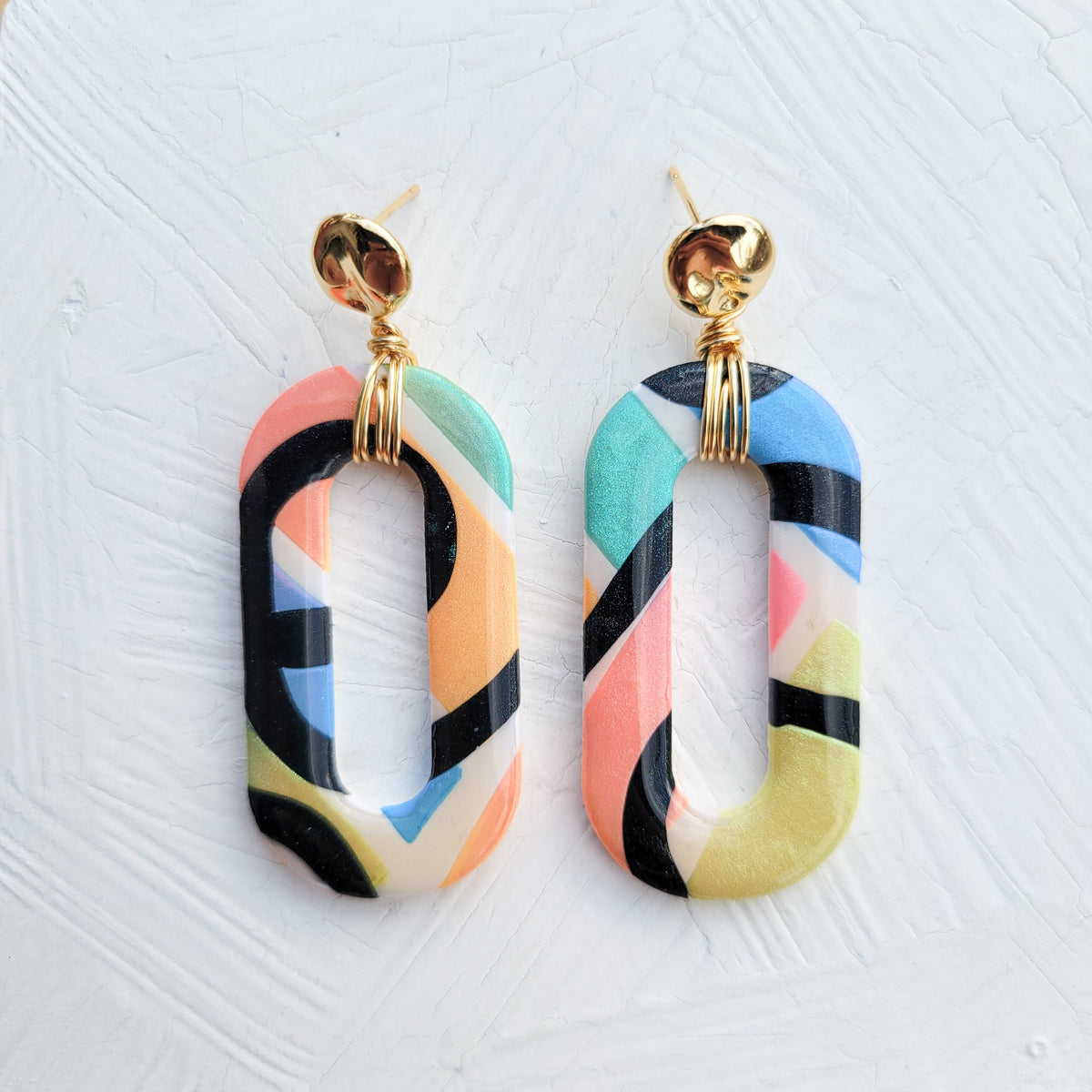 Pastel Neon Oval Hoop