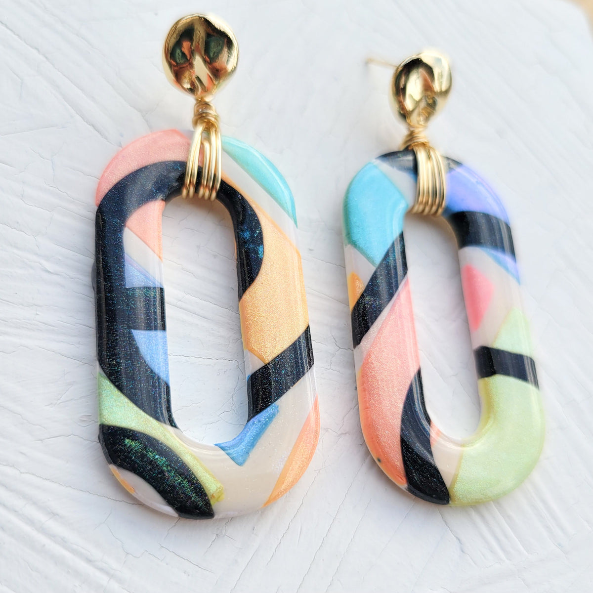 Pastel Neon Oval Hoop