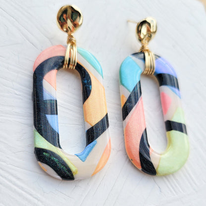 Pastel Neon Oval Hoop
