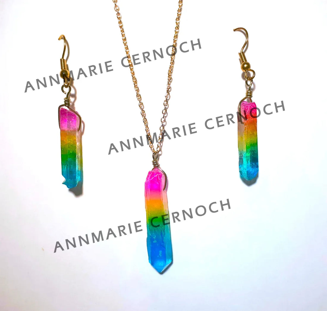Rainbow Crystal Necklace/Earrings - Free Shipping