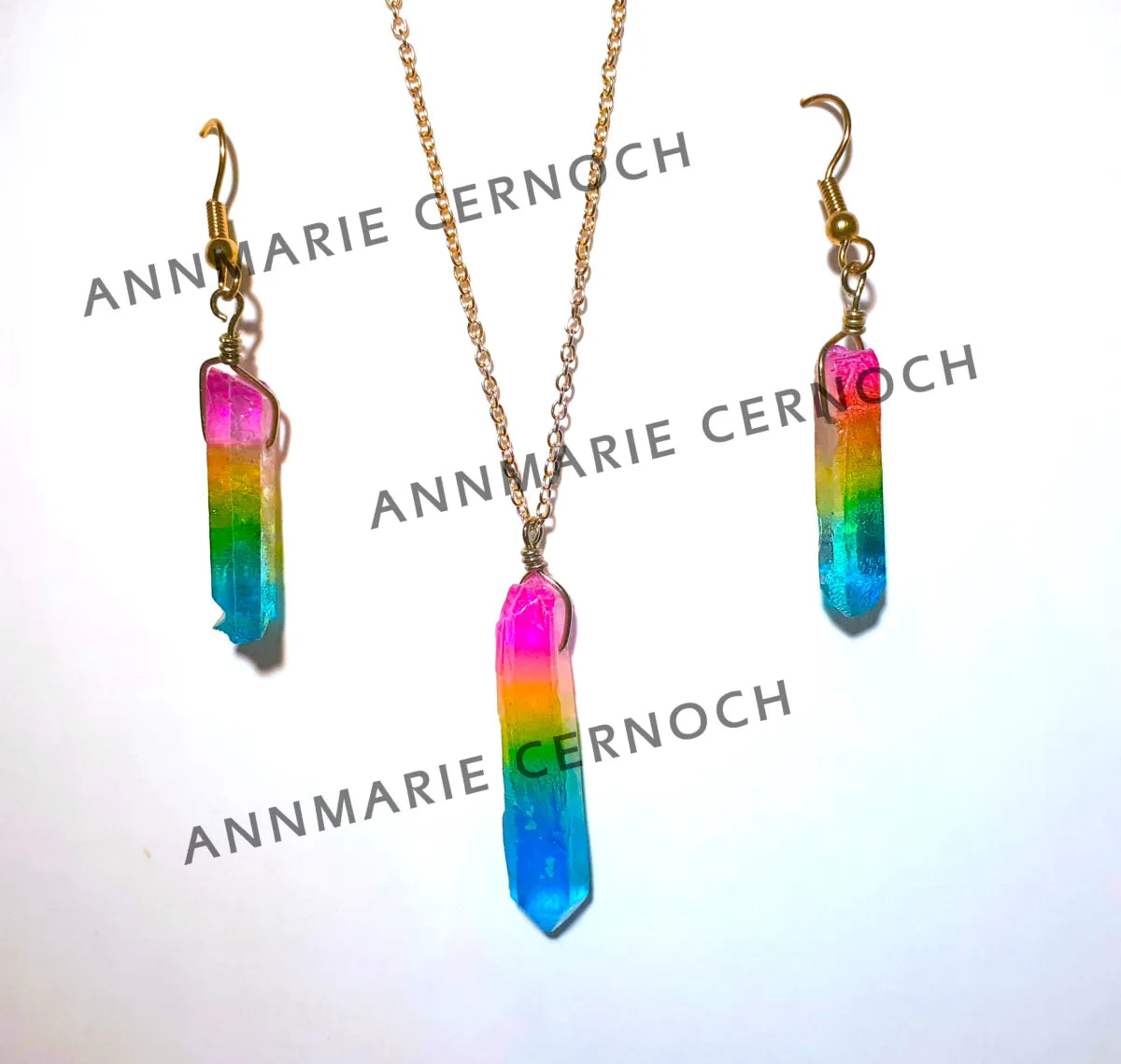 Rainbow Crystal Necklace/Earrings - Free Shipping