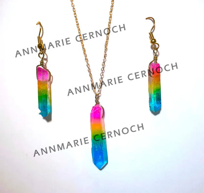 Rainbow Crystal Necklace/Earrings - Free Shipping
