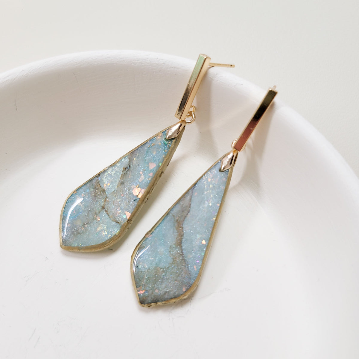 Blue Opal Long Teardrop