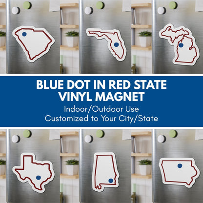 Blue Dot Red State Die-Cut Vinyl Magnet | Customized Democratic Activist Car Decor
