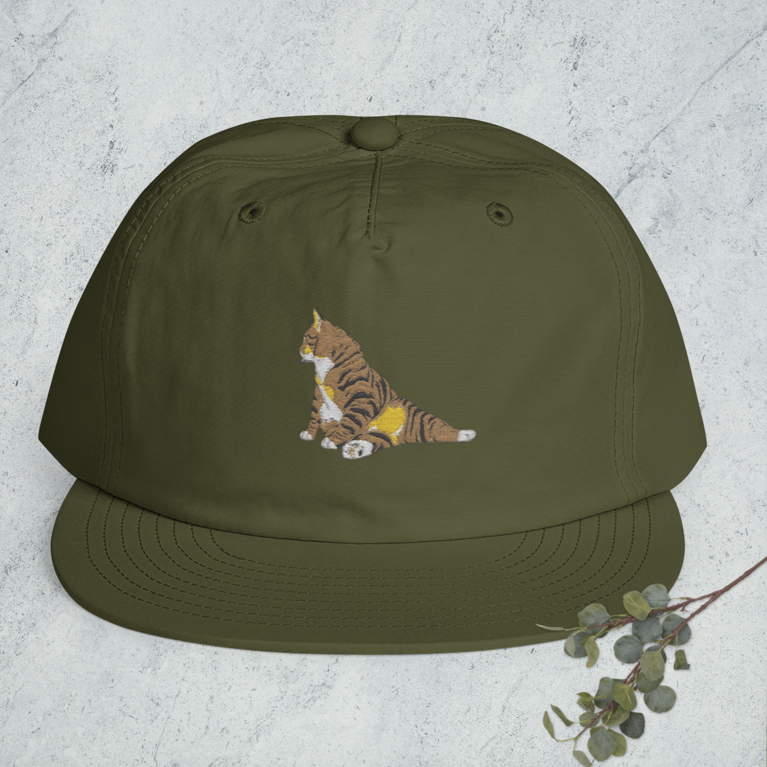 Yoga Cat Faux Embroidery Nylon Surf Hat